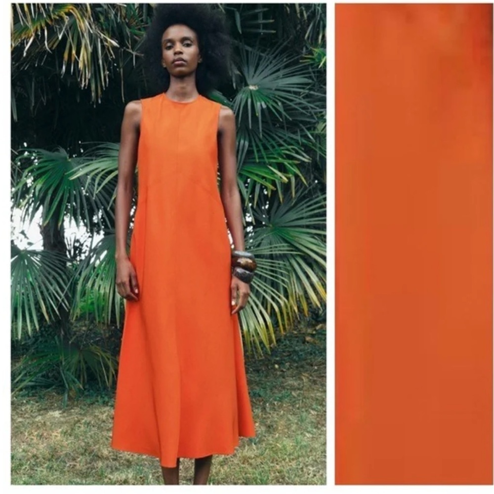 Zara Vibrant Orange Maxi Dress XS